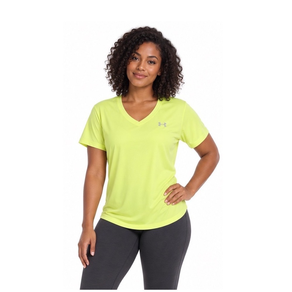 Under Armour Tech Twist V-Neck Short Sleeve T-Shirt Neon Yellow L NEW Gym 110-19